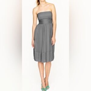 J. Crew Gray Strapless Tiered Ruffled Sundress